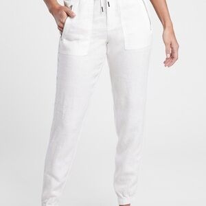 Athleta Women's White Cabo Linen Jogger NWT Size 6
